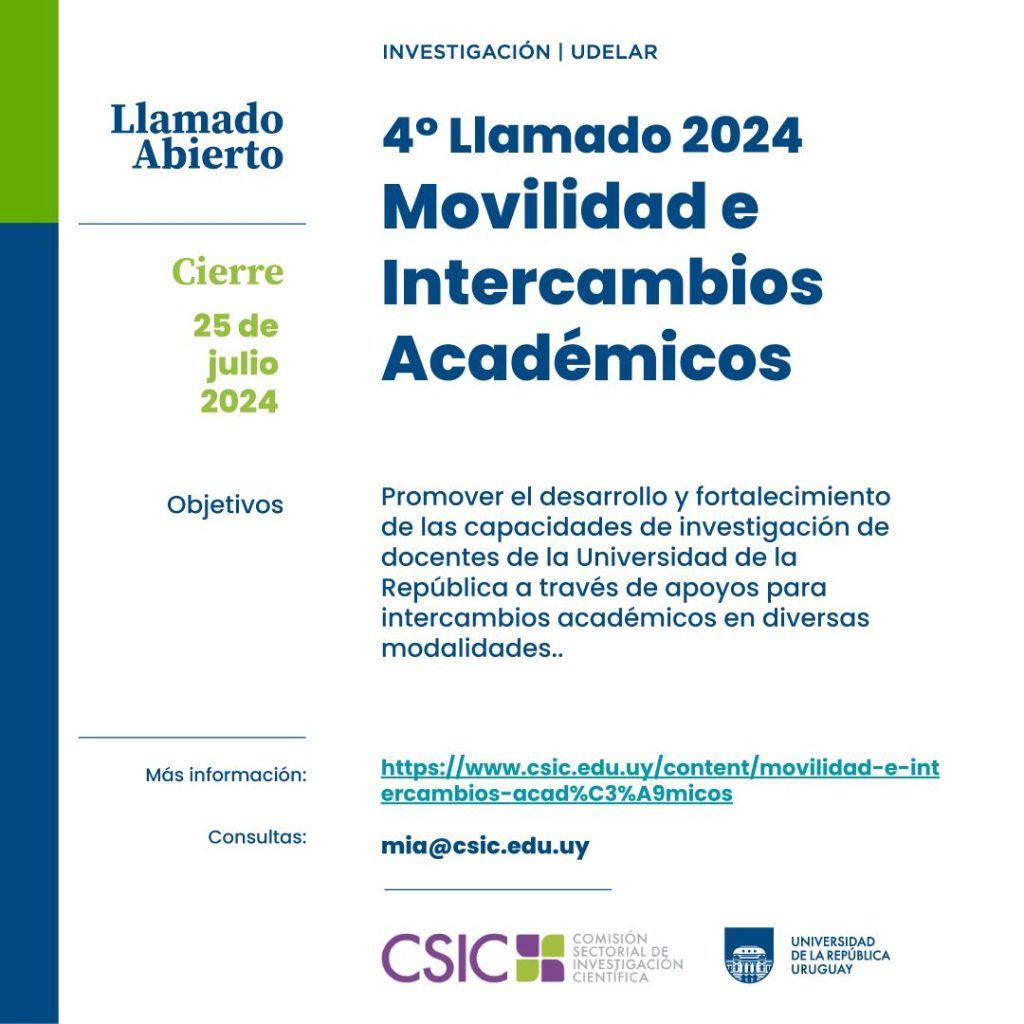 Portada del 4to Llamado 2024 de Movilidad e Intercambios Académicos