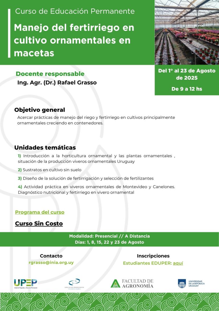 1 - Manejo del fertirriego en cultivo ornamentales en macetas