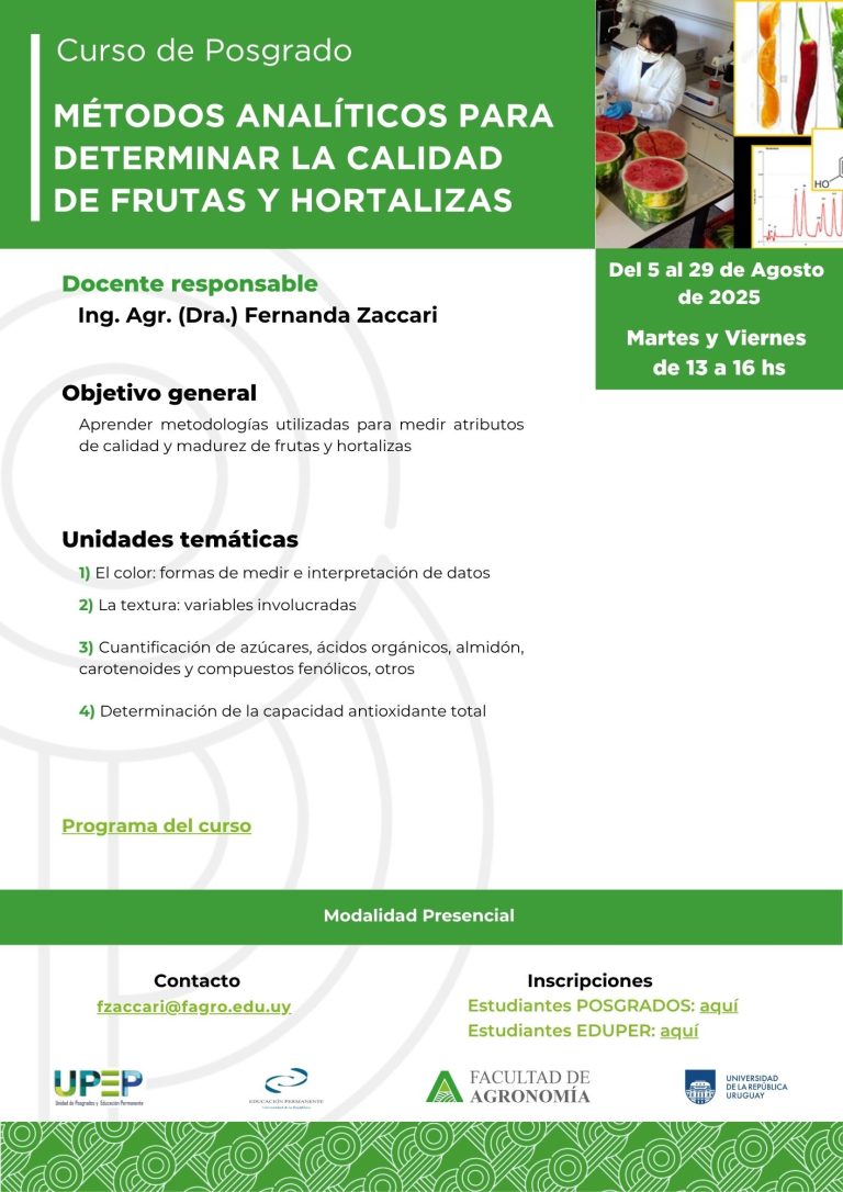 MÉTODOS ANALÍTICOS PARA DETERMINAR LA CALIDAD DE FRUTAS Y HORTALIZAS
