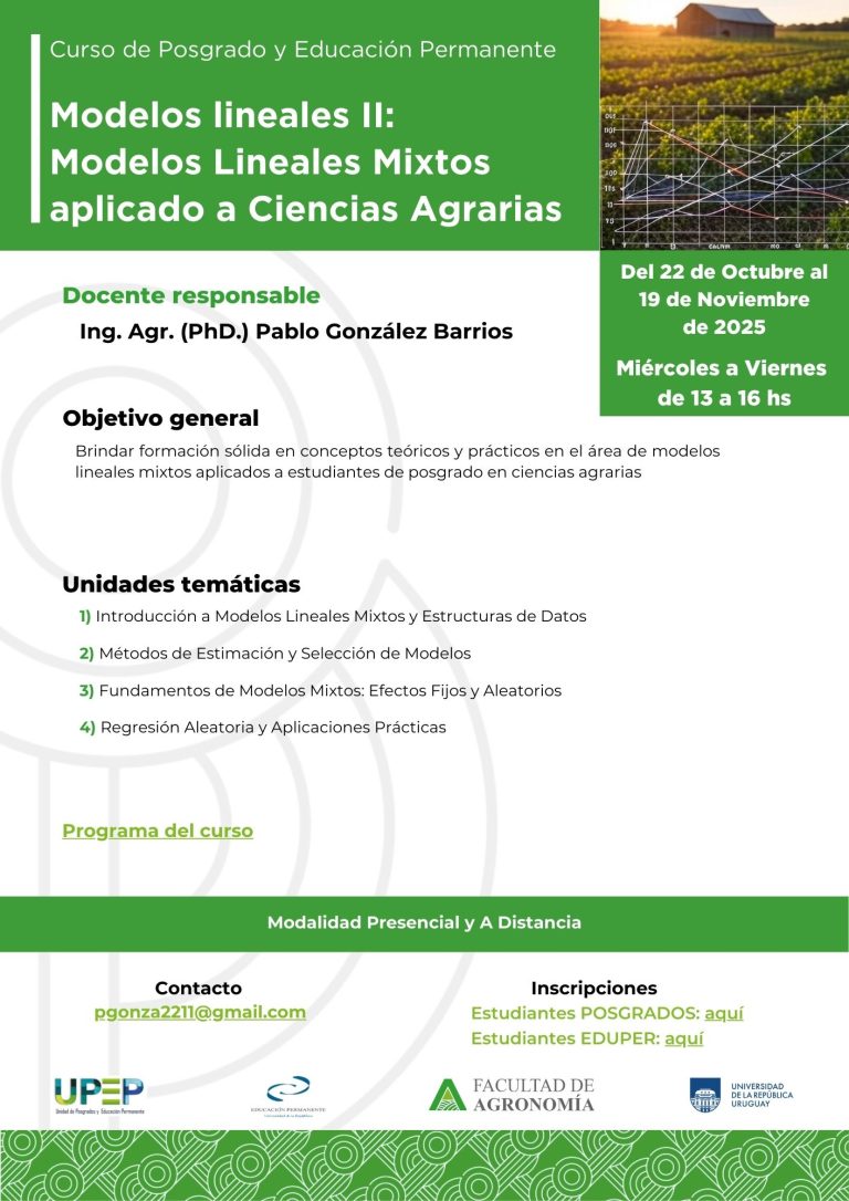_ Modelos lineales II Modelos Lineales Mixtos aplicado a Ciencias Agrarias