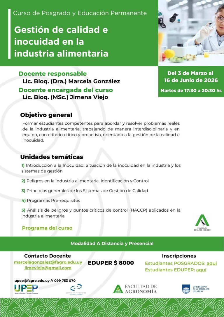 Gestión de calidad e inocuidad en la industria alimentaria