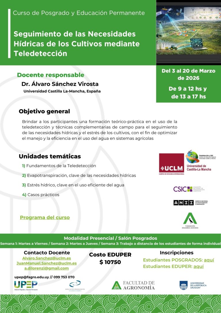 Seguimiento de las Necesidades Hídricas de los Cultivos mediante Teledetección