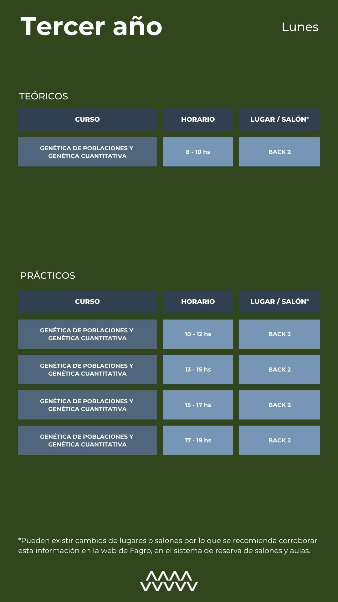 Horarios 3ero Lunes