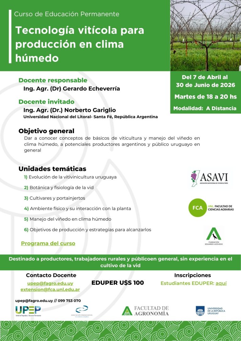 Tecnología vitícola para producción en clima húmedo