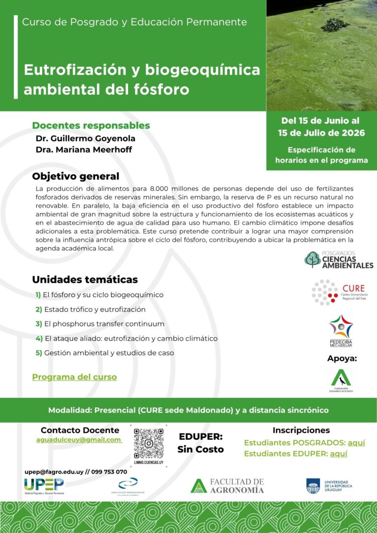 Eutrofización y biogeoquímica ambiental del fósforo