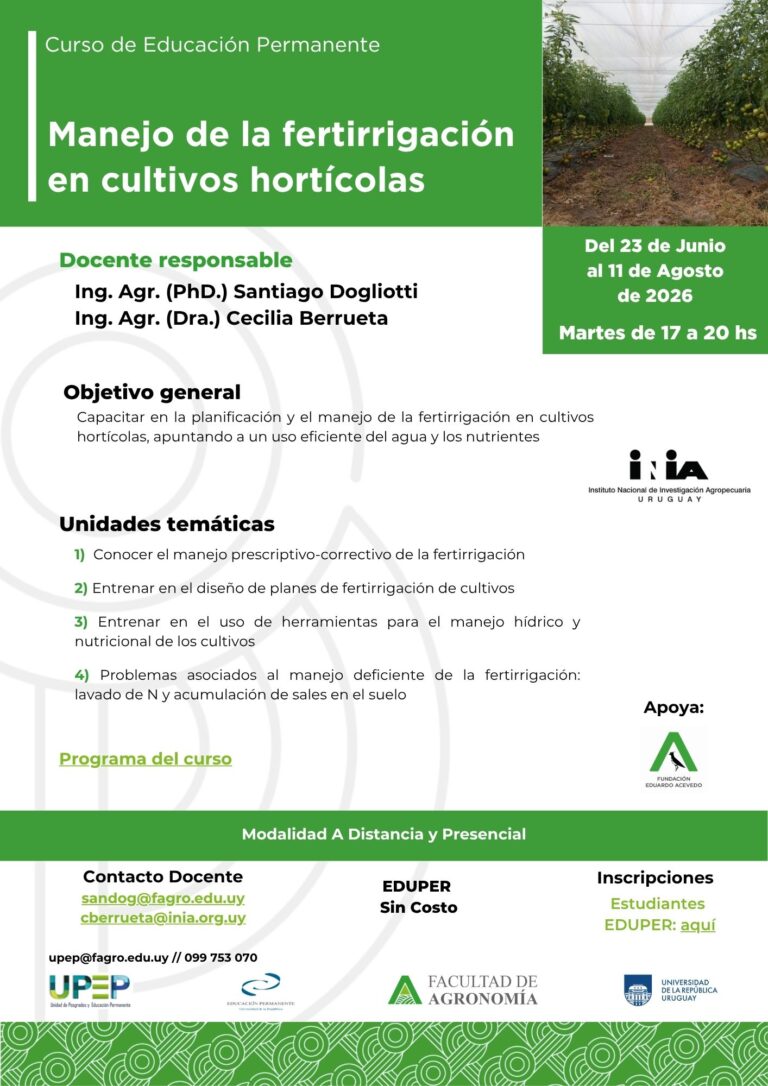 Manejo de la fertiirrigación en cultivos hortícolas