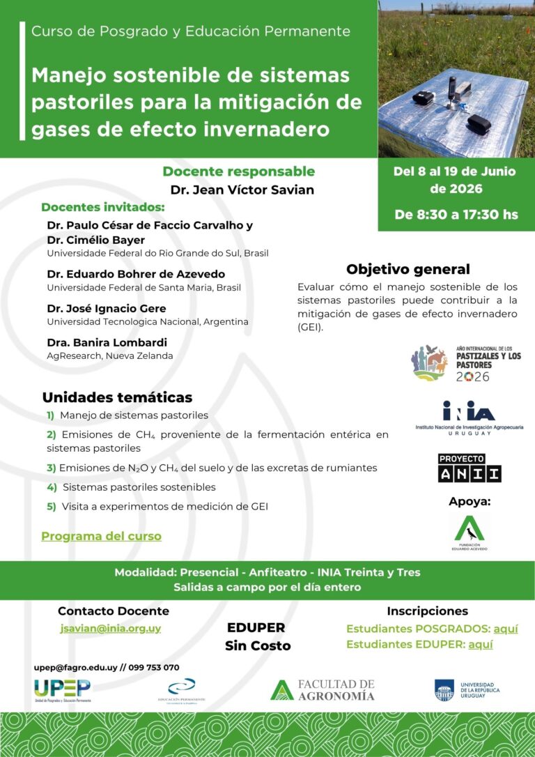 Manejo sostenible de sistemas pastoriles para la mitigación de gases de efecto invernadero