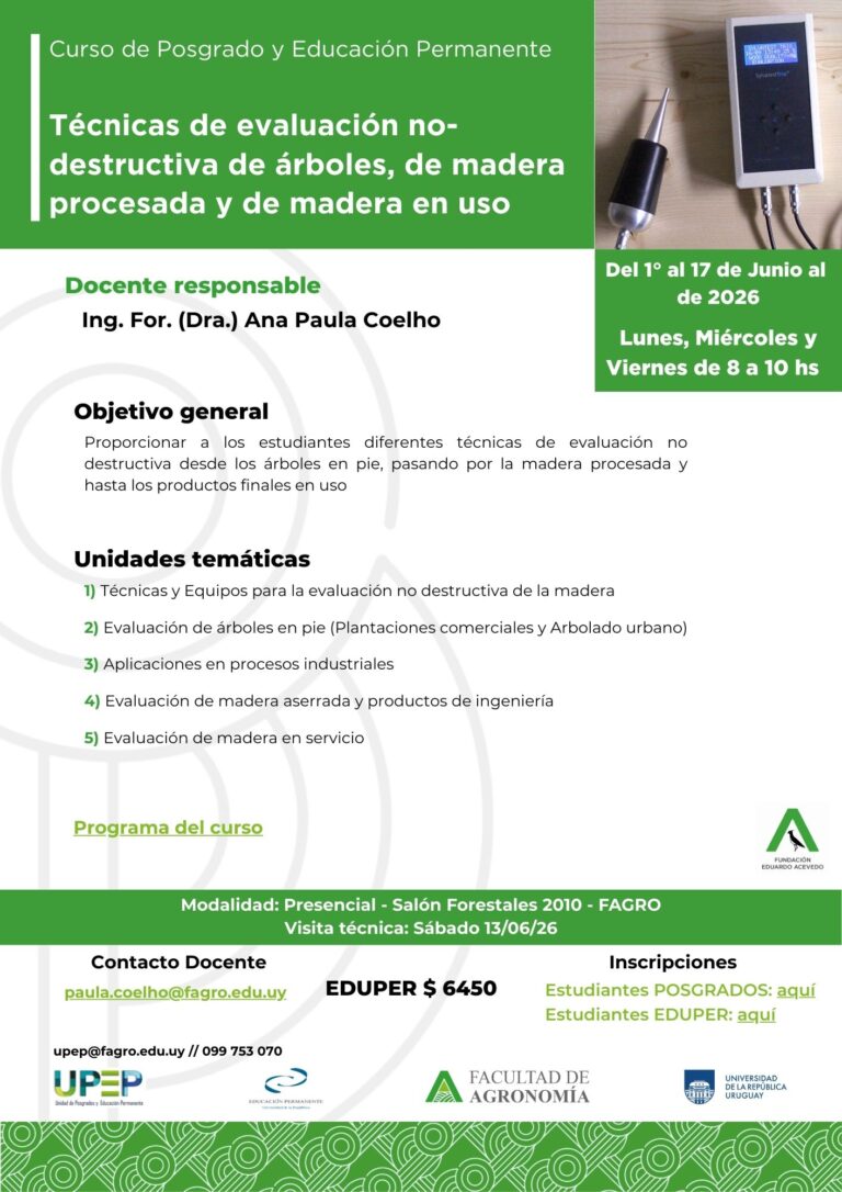 Técnicas de evaluación no-destructiva de árboles, de madera procesada y de madera en uso