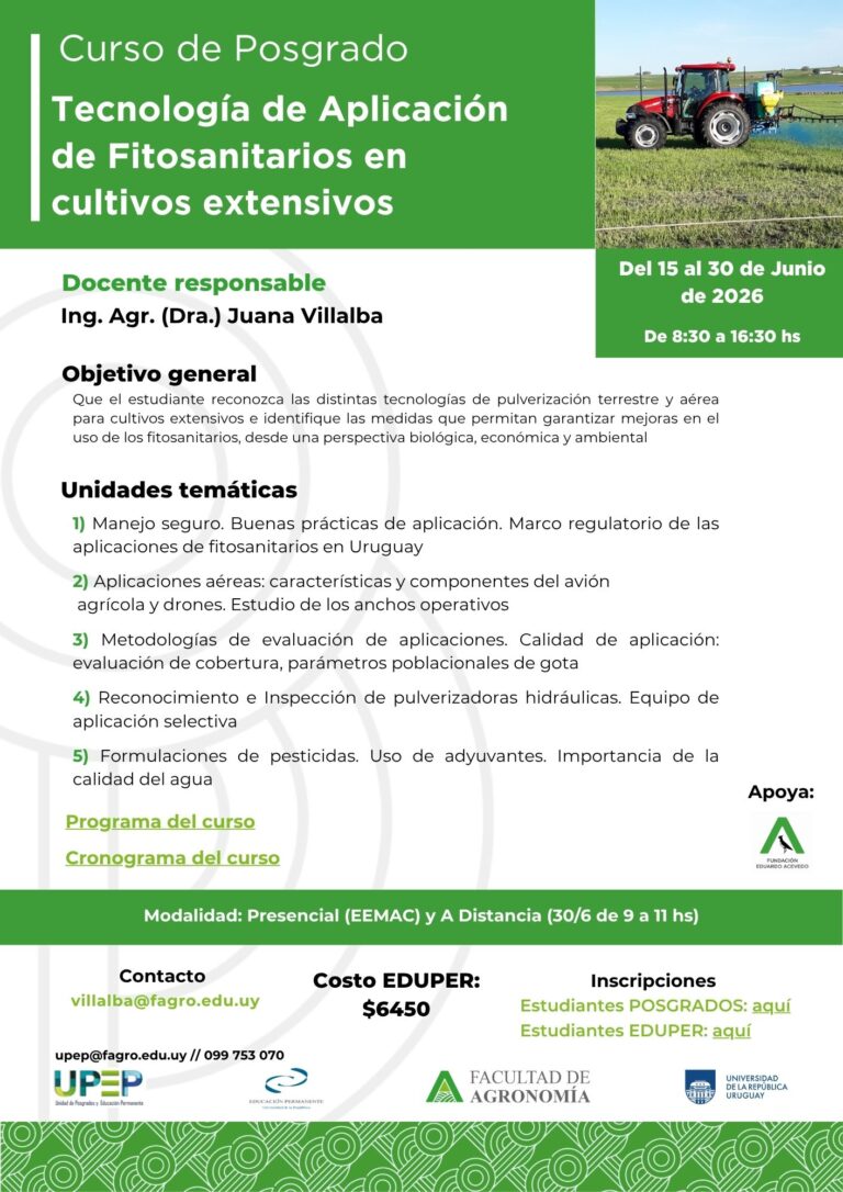 Tecnología de Aplicación de Fitosanitarios en cultivos extensivos