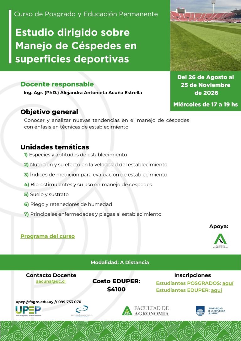 Estudio dirigido sobre Manejo de Céspedes en superficies deportivas