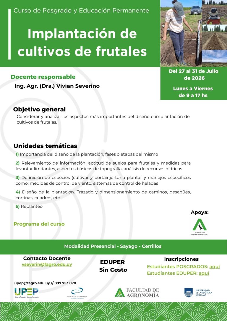Implantación de cultivos de frutales