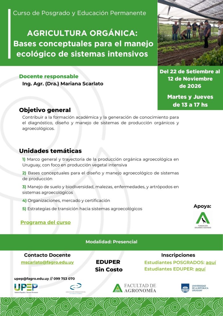 AGRICULTURA ORGÁNICA Bases conceptuales para el manejo ecológico de sistemas intensivos