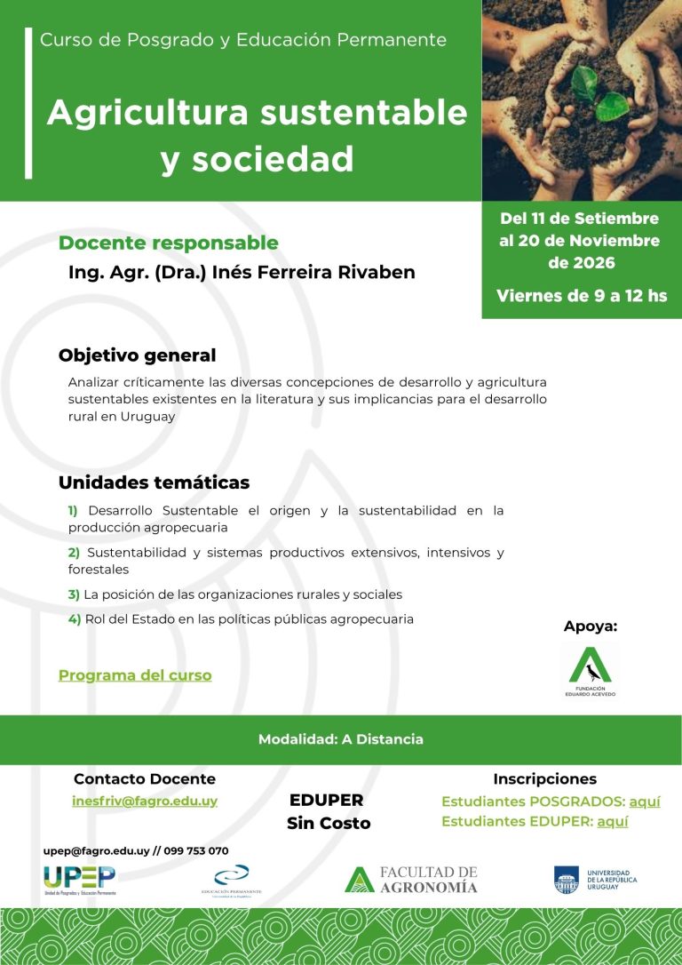 Agricultura sustentable y sociedad