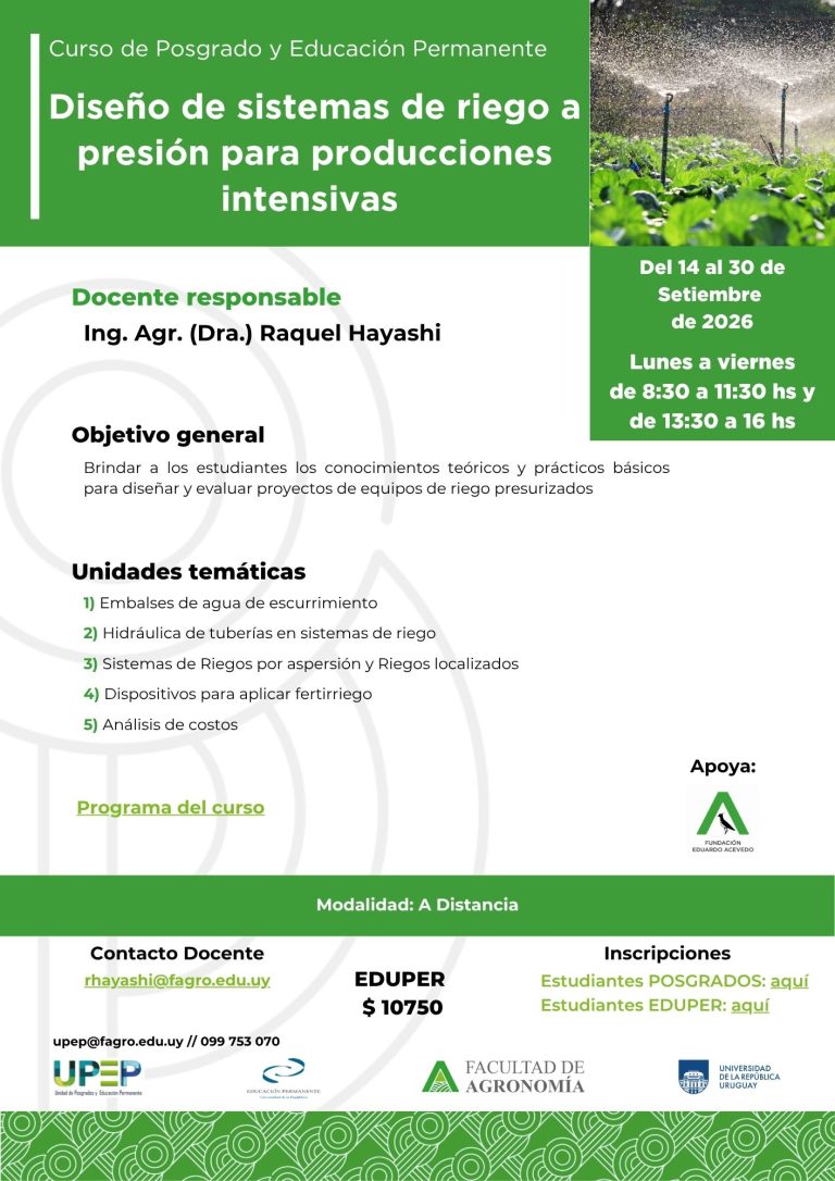Diseño de sistemas de riego a presión para producciones intensivas