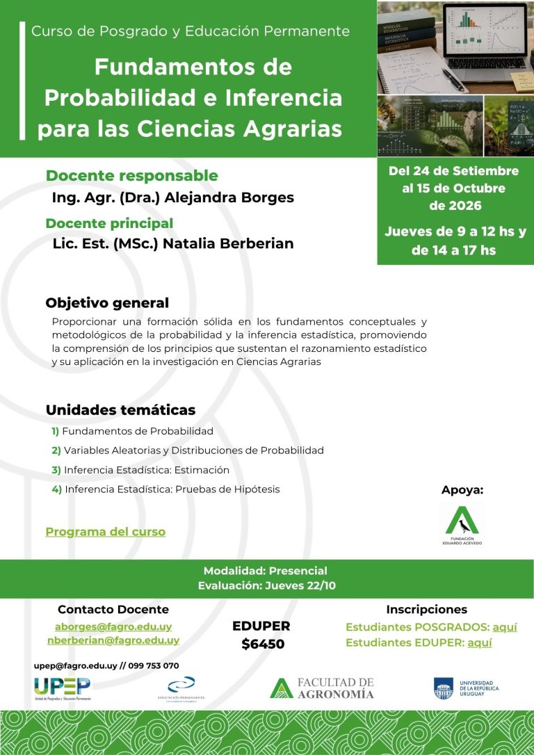 Fundamentos de Probabilidad e Inferencia para las Ciencias Agrarias