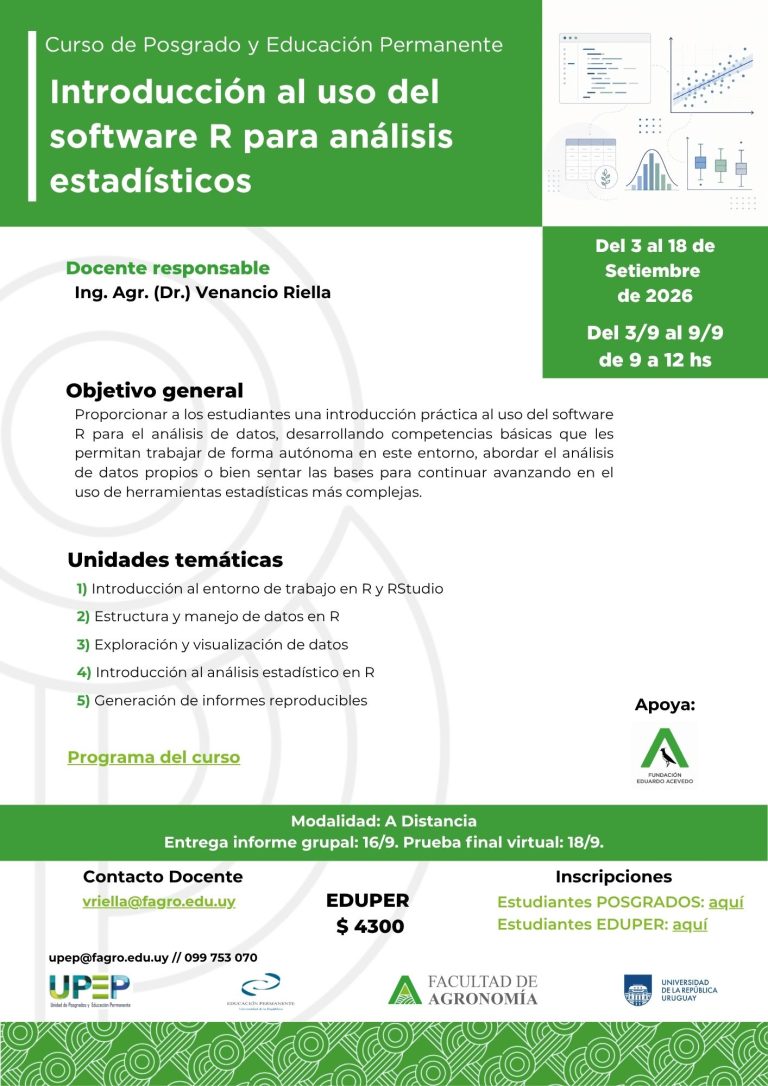 Introducción al uso del software R para análisis estadísticos