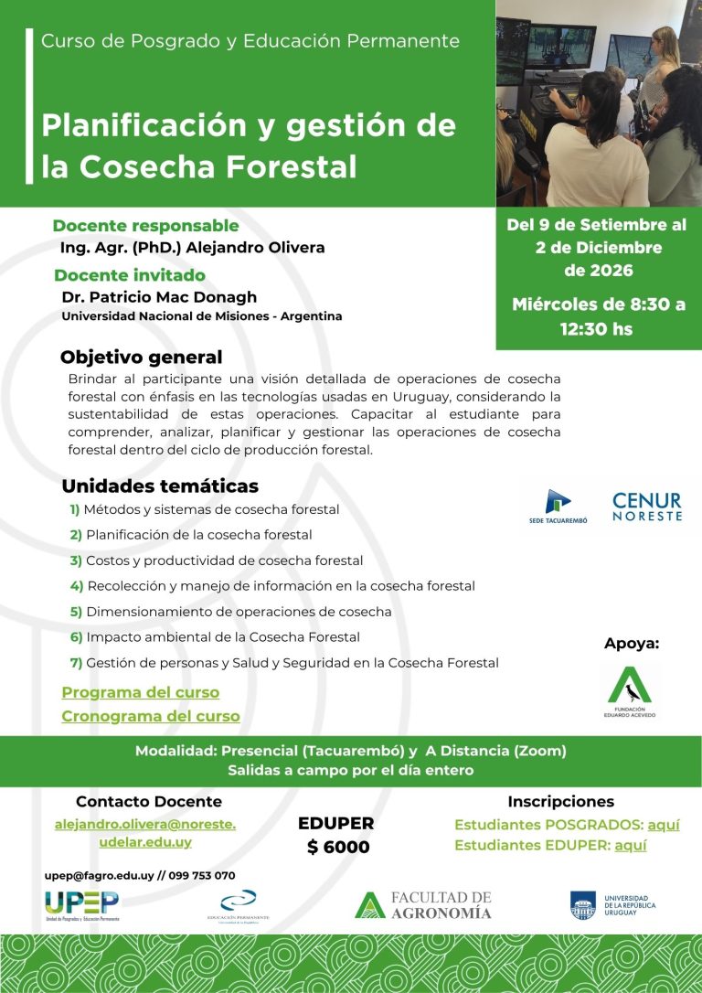 Planificación y gestión de la Cosecha Forestal
