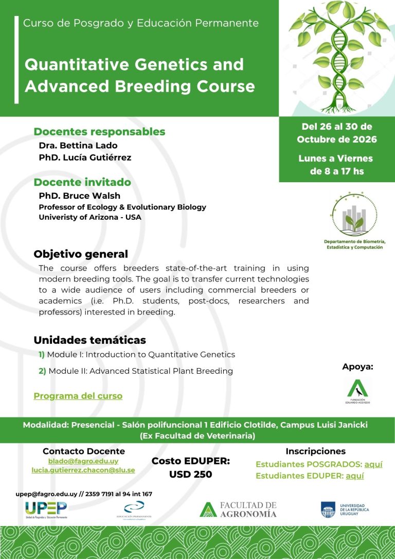 Quantitative Genetics and Advanced Breeding Course